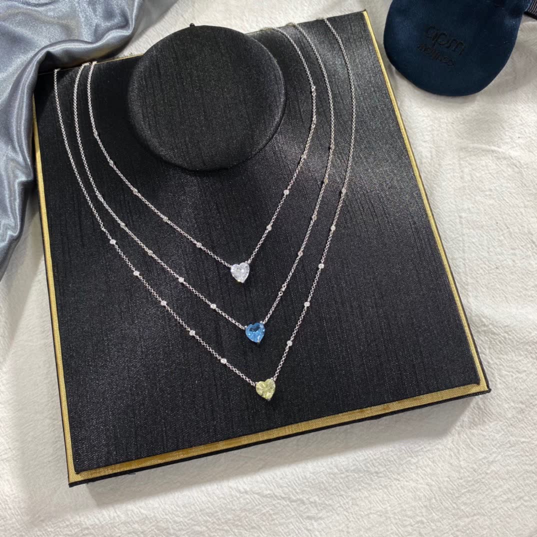 APM Monaco Heart-Shaped Blue Topaz Necklace